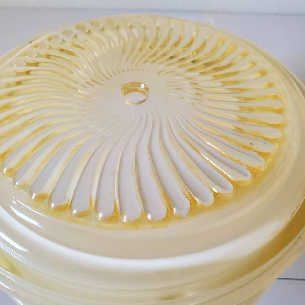 Vintage Ceiling Light Shade Fixture Cover White Frosted Scalloped 8x3.5 in